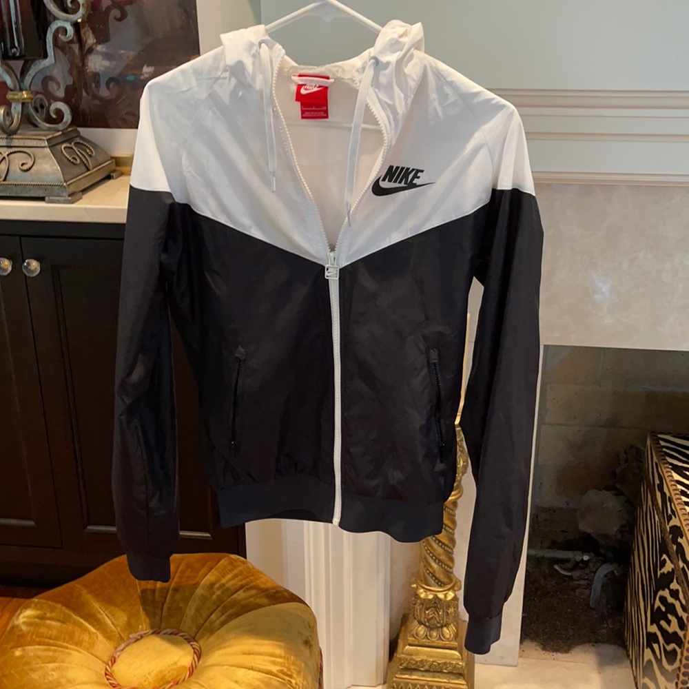 Nike small hoodie jacket light weight black white